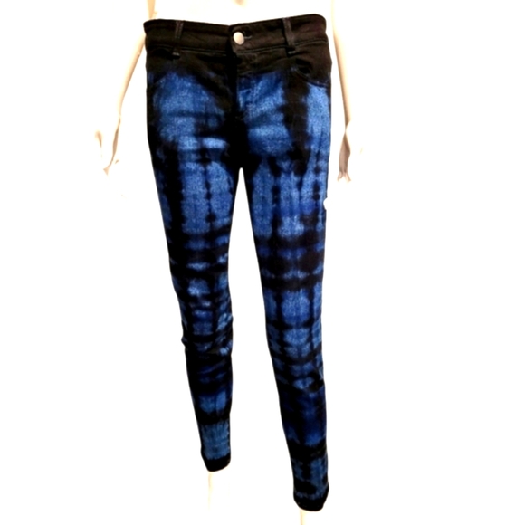 STELLA MCCARTNEY Women's Blue Black Tie Dye Skinny Leg Jeans Size 27 - Picture 1 of 4